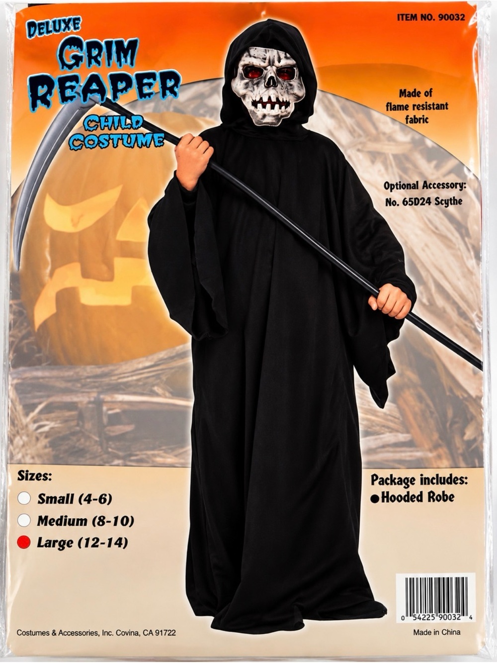 Halloween 🎃 Luxe Black Hooded Grim Reaper Child Costume 12 to 14 Size